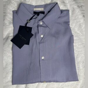 Ted Baker London barlake short sleeve silk button down shirt light purple